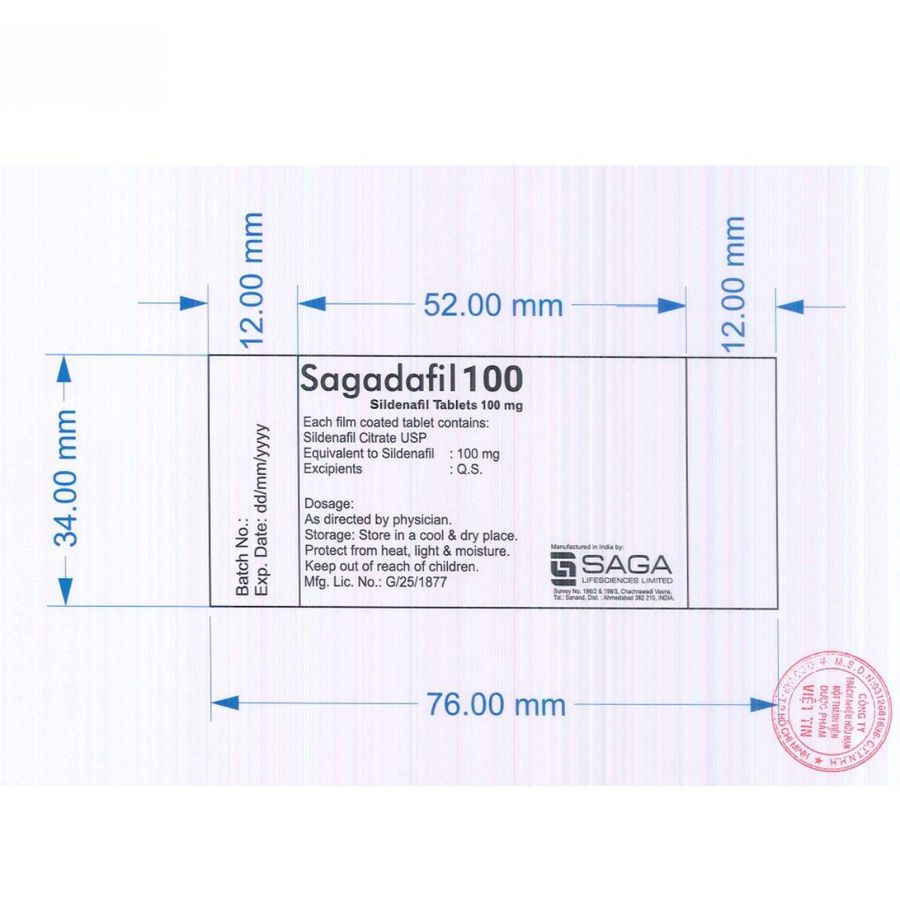 Viên uống Sagadafil 100mg - điều trị rối loạn cương dương cho nam giới trưởng thành - hàng có sẵn