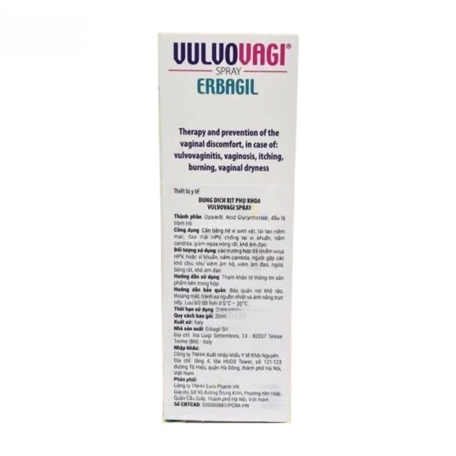 Dung dịch xịt Vulvovagi Spray - Chống HPV, kháng khuẩn, dưỡng ẩm cho phụ nữ bị viêm nhiễm vùng kín. - hàng chuẩn