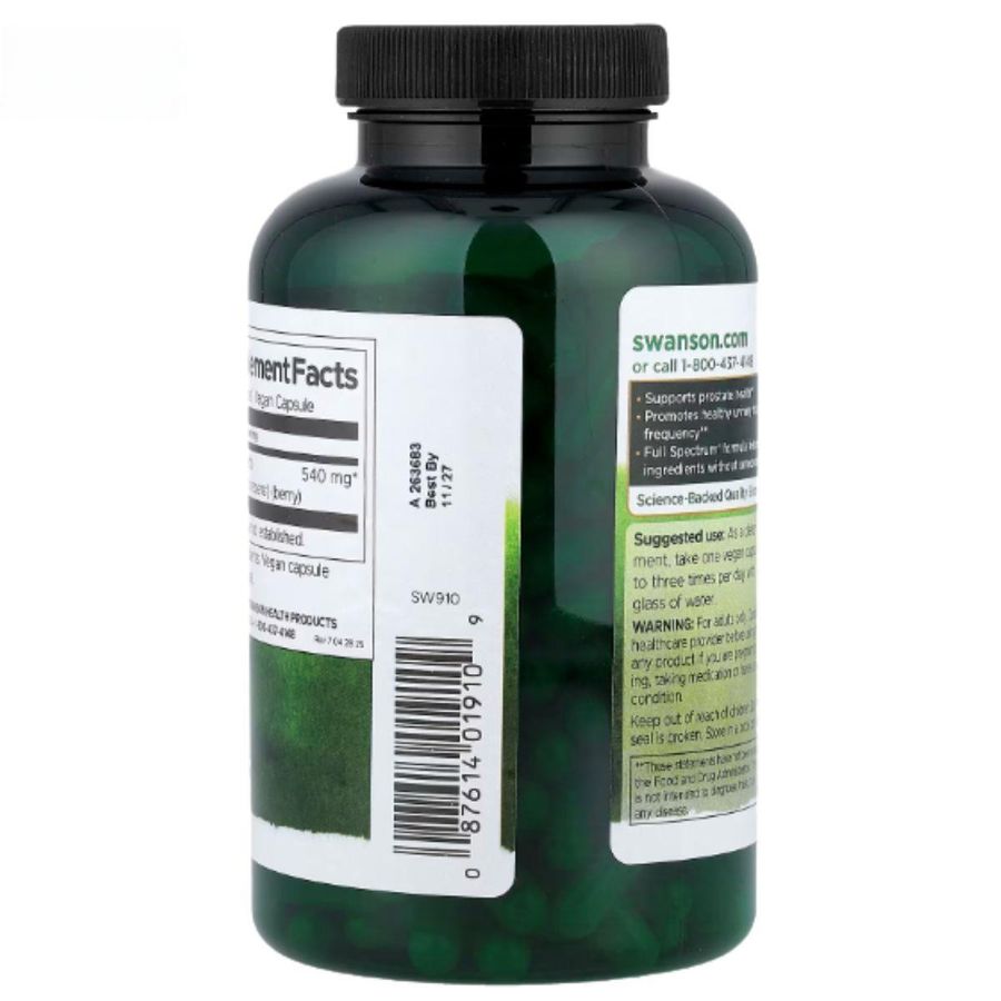Viên uống Swanson Full Spectrum Saw Palmetto 540mg - Hỗ trợ cải thiện tiểu đêm, tiểu rắt cho nam giới - hàng chuẩn