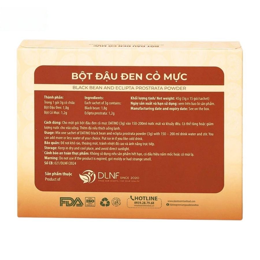 Bột Đậu Đen Cỏ Mực Datino 3g - Thanh Nhiệt, Bảo Vệ Thận Cho Người Trung Niên - bản tiêu chuẩn