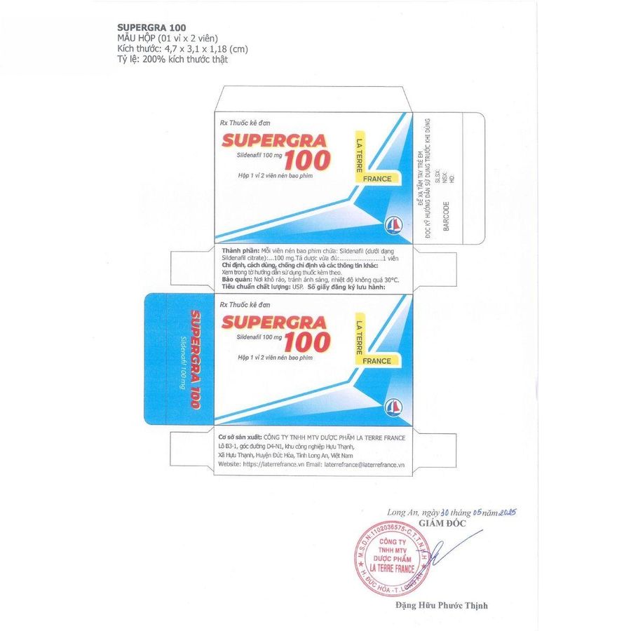 Viên uống Supergra 100mg - cải thiện rối loạn sinh lý nam cho nam giới - mẫu mới