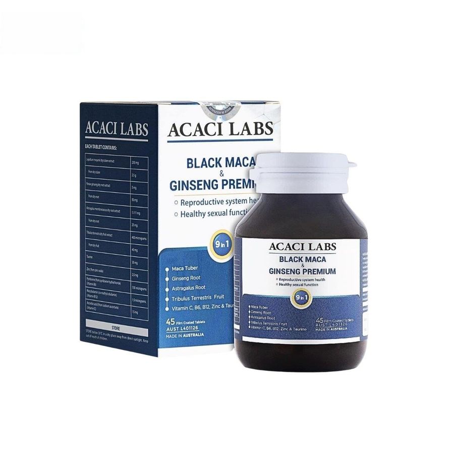 Viên uống Acaci Labs Black Maca & Ginseng Premium - Hỗ trợ sinh lý và giảm căng thẳng cho nam giới