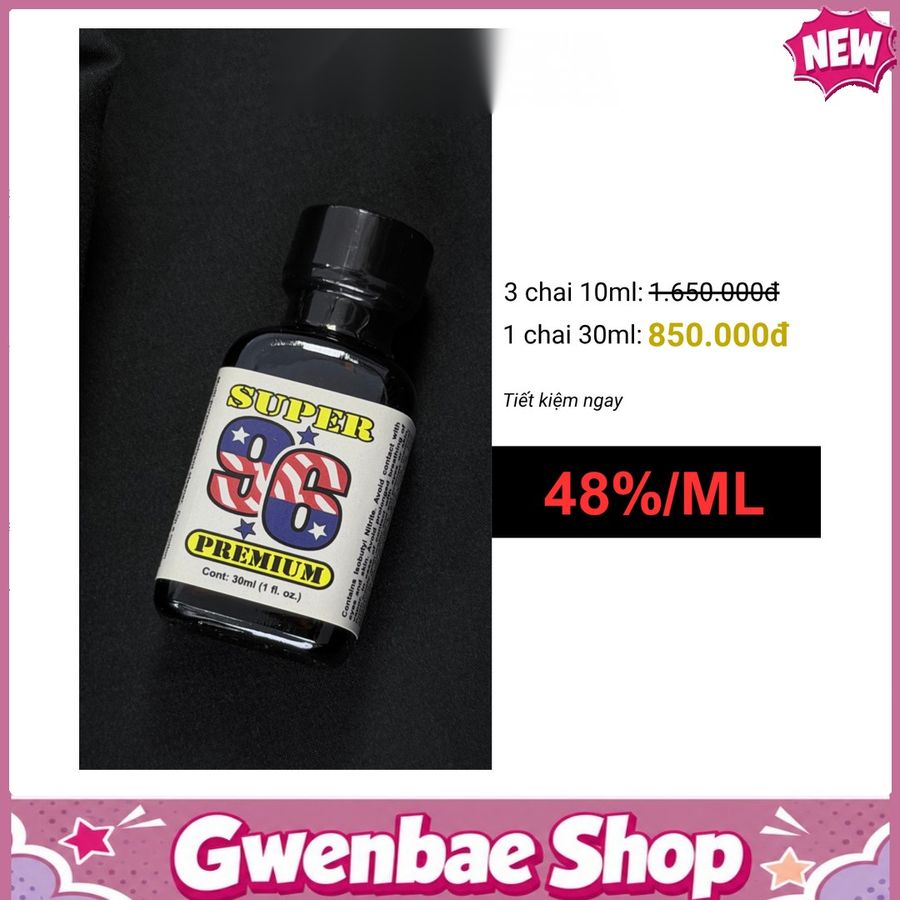 Chai Hít Cực Mạnh Lên Đỉnh Nhanh Popper Super 96 30ml - Gwenshop Chính Hãng