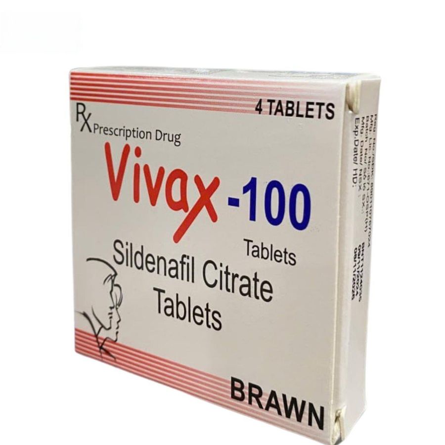 Viên uống Vivax-100 Brawn 100mg - điều trị rối loạn sinh lý nam cho nam giới trưởng thành - đóng gói kín