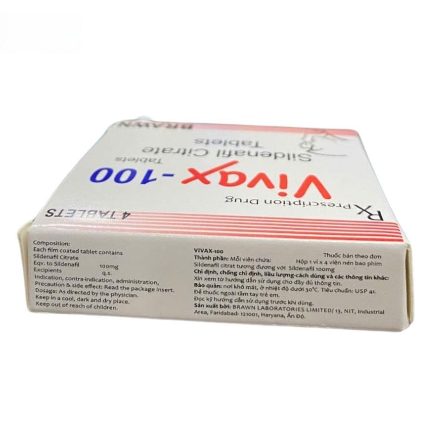Viên uống Vivax-100 Brawn 100mg - điều trị rối loạn sinh lý nam cho nam giới trưởng thành - chính hãng