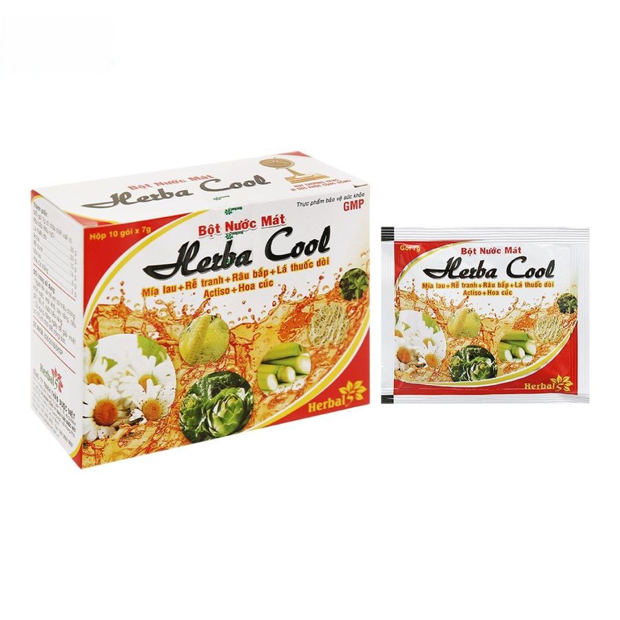 bột nước mát herba cool 7g - thanh nhiệt, lợi tiểu cho người lớn và trẻ em - giao nhanh