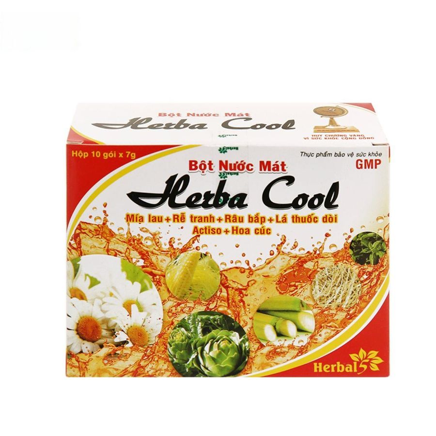 bột nước mát herba cool 7g - thanh nhiệt, lợi tiểu cho người lớn và trẻ em - mẫu mới