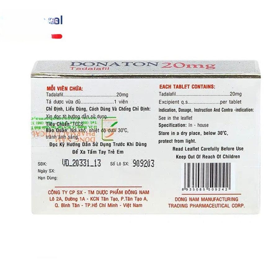 Viên uống Donaton 20mg - Điều trị rối loạn sinh lý nam cho nam giới - hàng chuẩn