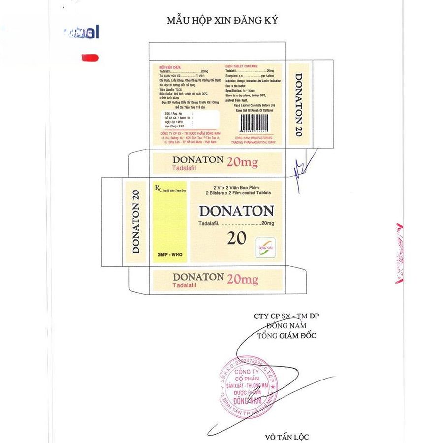 Viên uống Donaton 20mg - Điều trị rối loạn sinh lý nam cho nam giới - hàng có sẵn