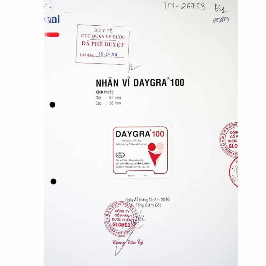 Viên uống Daygra 100mg - Điều trị rối loạn sinh lý nam cho nam giới trưởng thành - mẫu mới