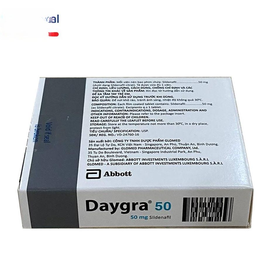 Viên uống Daygra 50mg - điều trị rối loạn sinh lý nam hiệu quả cho nam giới - hàng chuẩn