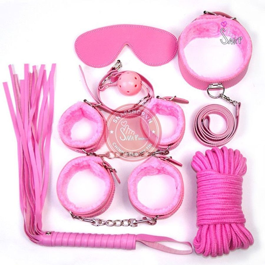 Bộ dụng cụ 7 món chơi bdsm Màu hồng chính hãng - chất liệu an toàn cho da, dễ vệ sinh, êm ái khi dùng - giao hàng che tên kín đáo