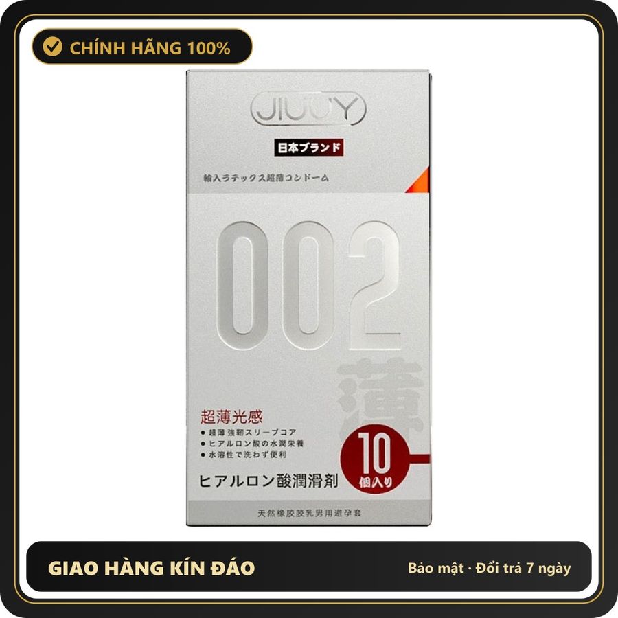 Bao cao su Jiuuy 002 Light Sensation siêu mỏng hộp 10 chiếc chính hãng - siêu mỏng 0.02mm, nhiều gel bôi trơn, hộp 10 cái - giao hàng che tên kín đáo