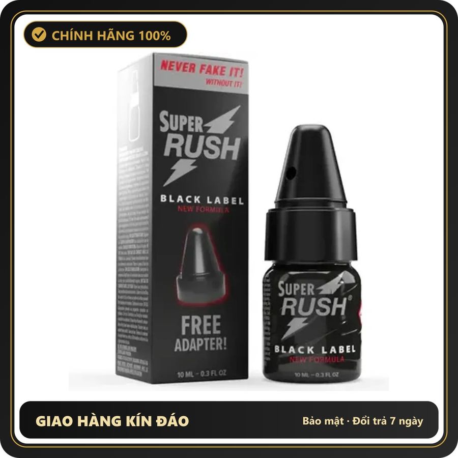 Popper Chính Hãng Tăng Cảm Xúc Cho Cuộc Yêu Popper Super Rush Black Label 10ml met Adapter - Snapshop Chính Hãng