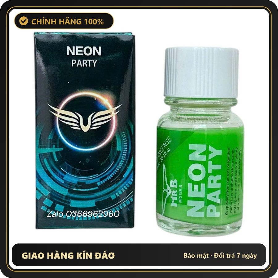 Tinh Dầu Hít Thư Giãn Dành Cho Người Lớn Popper Neon Party cực mạnh phiên bản hộp giấy 30ml Hàng Chuẩn - Snapshop Chính Hãng