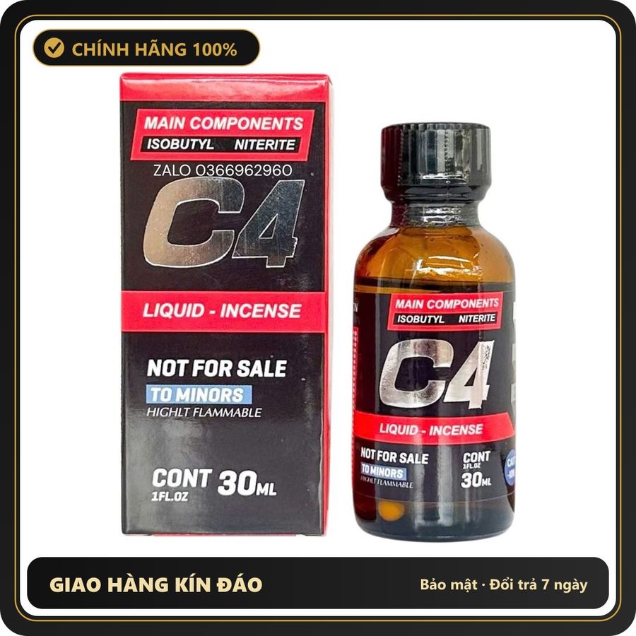 Popper Chính Hãng Tăng Cảm Xúc Cho Cuộc Yêu Popper C4 đỏ 30ml mạnh mẽ - Snapshop Chính Hãng