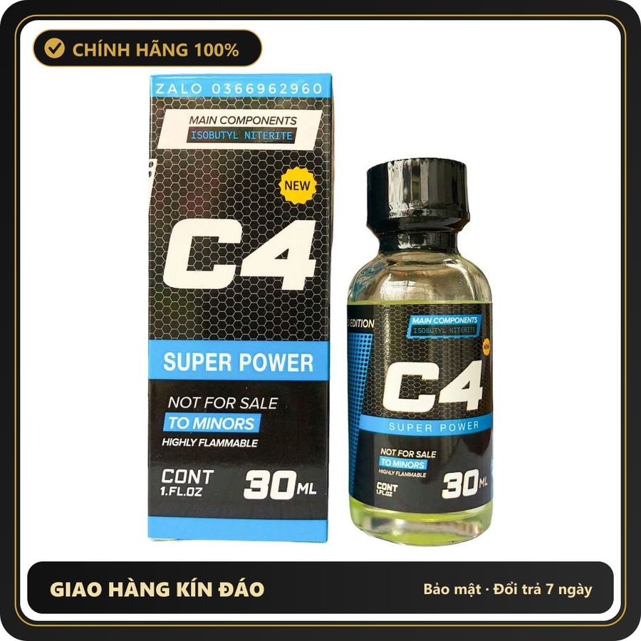Popper Chính Hãng Tăng Cảm Xúc Cho Cuộc Yêu Popper C4 30ml Super Power hương thơm bạc hà cực mạnh phê kéo dài (mới) - Snapshop Chính Hãng