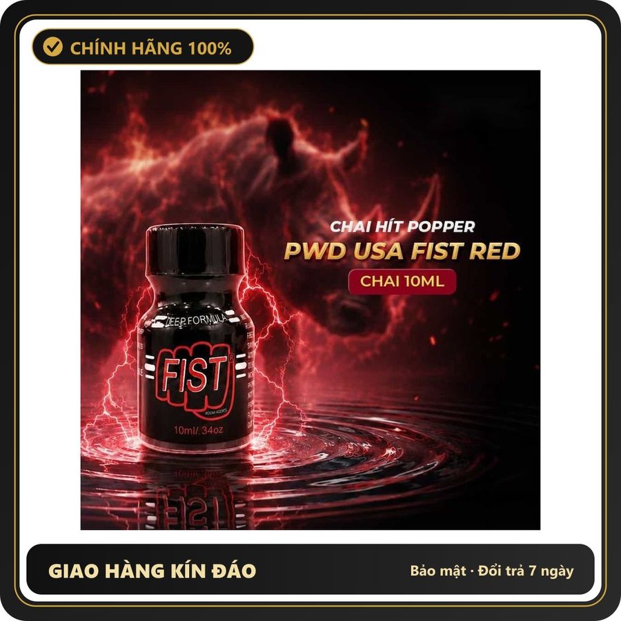 Tinh Dầu Hít Thư Giãn Dành Cho Người Lớn Popper PWD USA Fist Red - Chai 10ml - Snapshop Chính Hãng