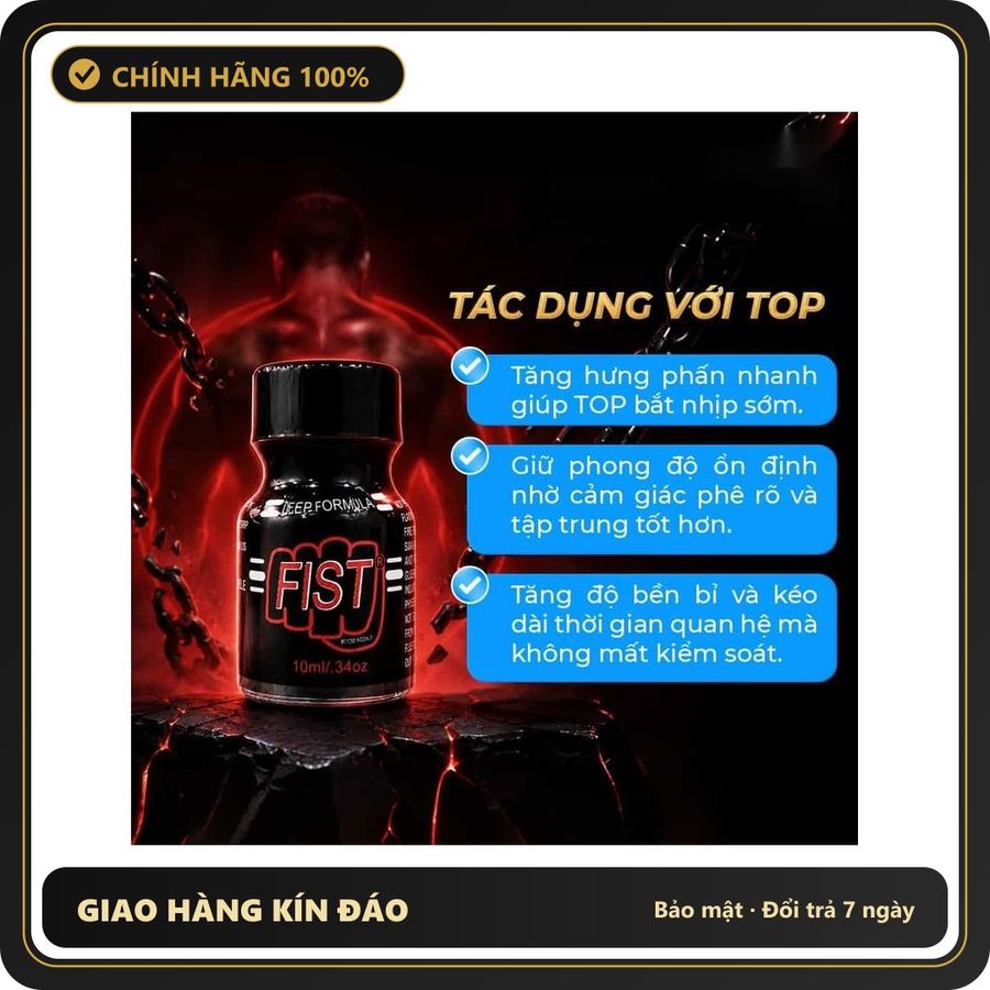 Popper Hàng Chuẩn Dùng Cho Nam Và Nữ Popper PWD USA Fist Red - Chai 10ml - Snapshop Chính Hãng