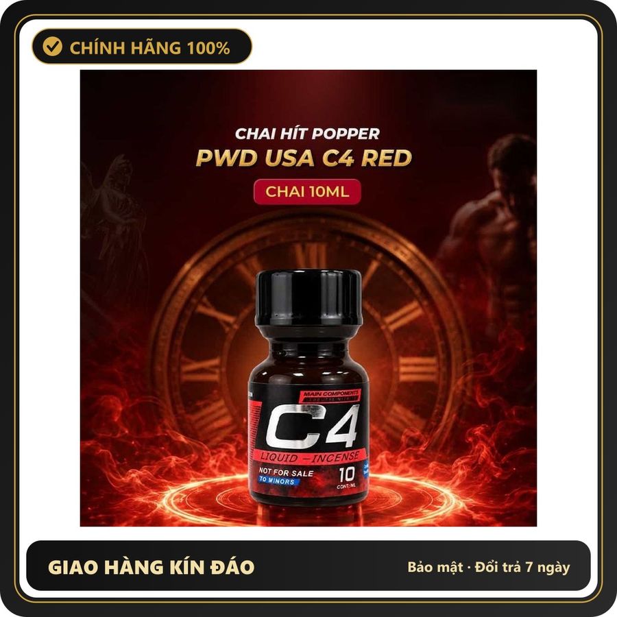 Tinh Dầu Hít Thư Giãn Dành Cho Người Lớn Popper PWD USA C4 Red - Chai 10ml - Snapshop Chính Hãng