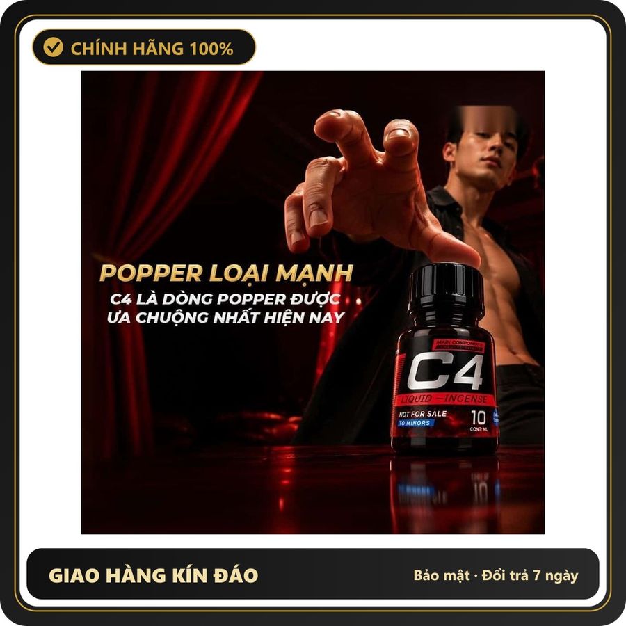 Nước Hoa Hít Tạo Hưng Phấn Cho Hai Người Popper PWD USA C4 Red - Chai 10ml - Snapshop Chính Hãng