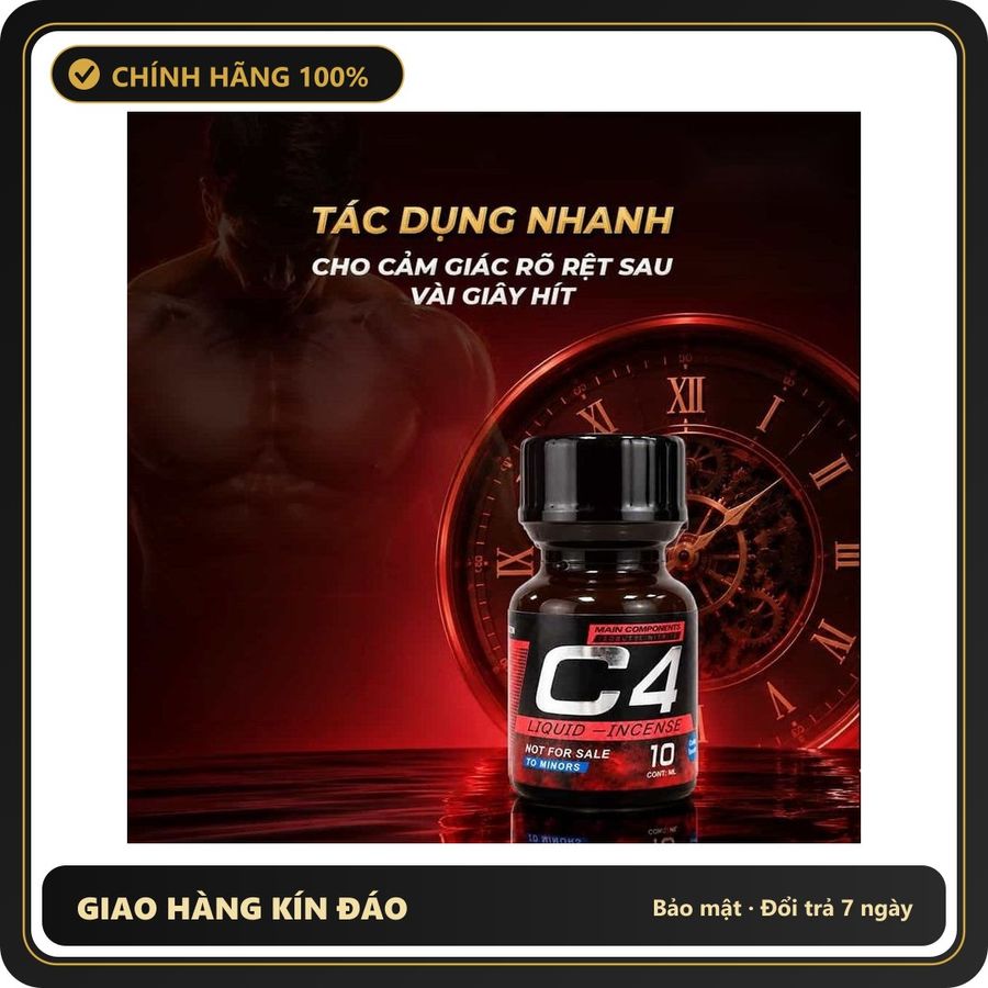 Popper Chính Hãng Tăng Cảm Xúc Cho Cuộc Yêu Popper PWD USA C4 Red - Chai 10ml Hàng Chuẩn - Snapshop Chính Hãng
