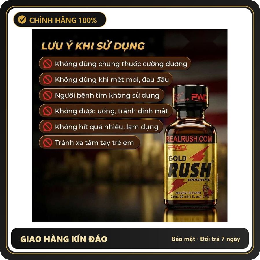 Tinh Dầu Hít Thư Giãn Dành Cho Người Lớn Popper PWD USA Gold Rush Original - Chai 30ml Hàng Chuẩn - Snapshop Chính Hãng
