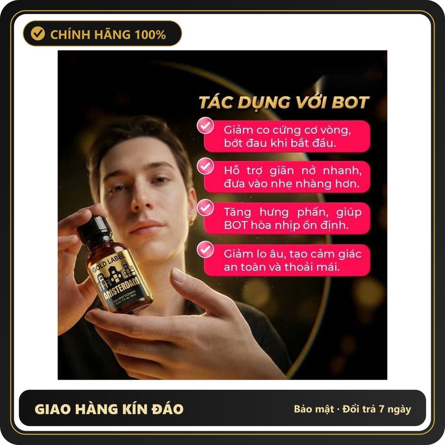 Tinh Dầu Hít Cao Cấp Giúp Cuộc Vui Trọn Vẹn Popper DS USA Amsterdam Gold Label - Chai 30ml - Snapshop Chính Hãng