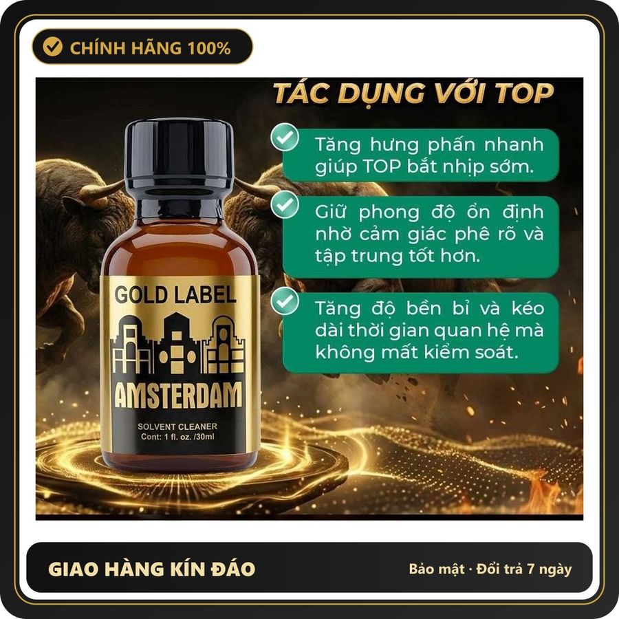 Popper Hàng Chuẩn Dùng Cho Nam Và Nữ Popper DS USA Amsterdam Gold Label - Chai 30ml - Snapshop Chính Hãng