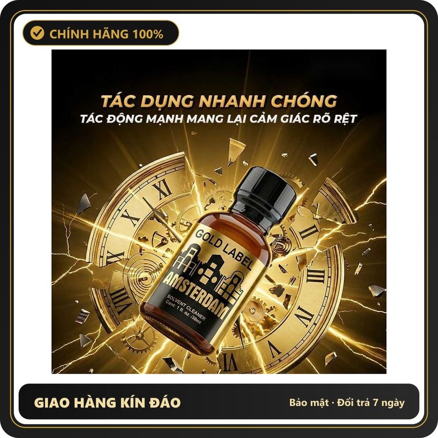 Tinh Dầu Hít Thư Giãn Dành Cho Người Lớn Popper DS USA Amsterdam Gold Label - Chai 30ml Hàng Chuẩn - Snapshop Chính Hãng
