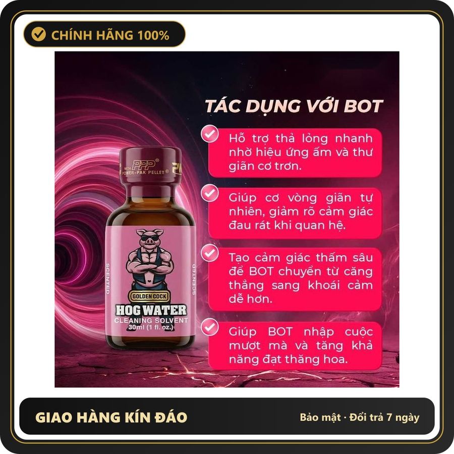 Popper Loại Mạnh Cho Người Đã Quen Dùng Popper DS USA Golden Cock Hog Water - Chai 30ml - Snapshop Chính Hãng