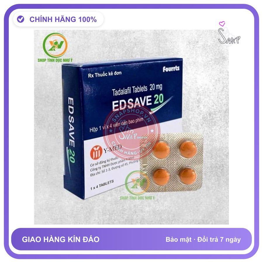 Viên uống hỗ trợ tăng cường sinh lý nam giới Edsave 20 Vỉ 4 Viên - Sung Mãn Bền Bỉ Kéo Dài Chính Hãng An Toàn Tiện Lợi Giao Nhanh Toàn Quốc