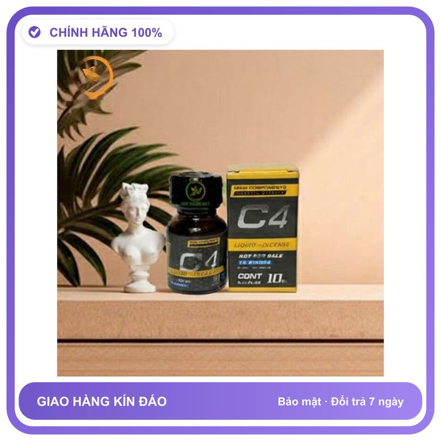 Chai hít Popper C4 vàng tăng kích thích khoái cảm 10ml Chính Hãng An Toàn Tiện Lợi Giao Nhanh Toàn Quốc