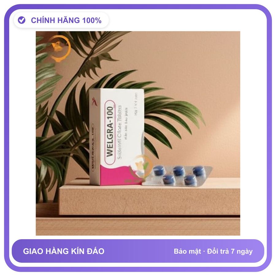 Viên uống hỗ trợ tăng cường sinh lý nam giới tăng cường sinh lý nam Welgra-100 hộp 4 viên Chính Hãng An Toàn Tiện Lợi Giao Nhanh Toàn Quốc