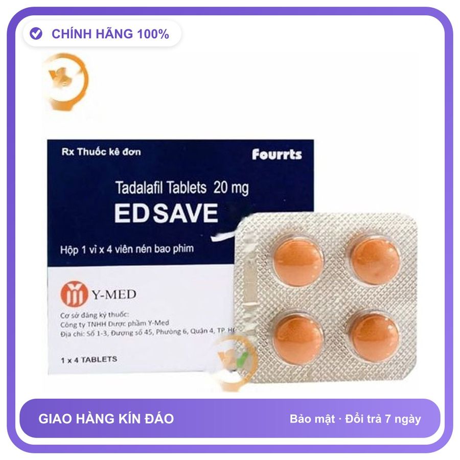 Viên uống hỗ trợ tăng cường sinh lý nam giới Edsave 20 Vỉ 4 Viên - Sung Mãn Bền Bỉ Kéo Dài Hàng Nhập Khẩu