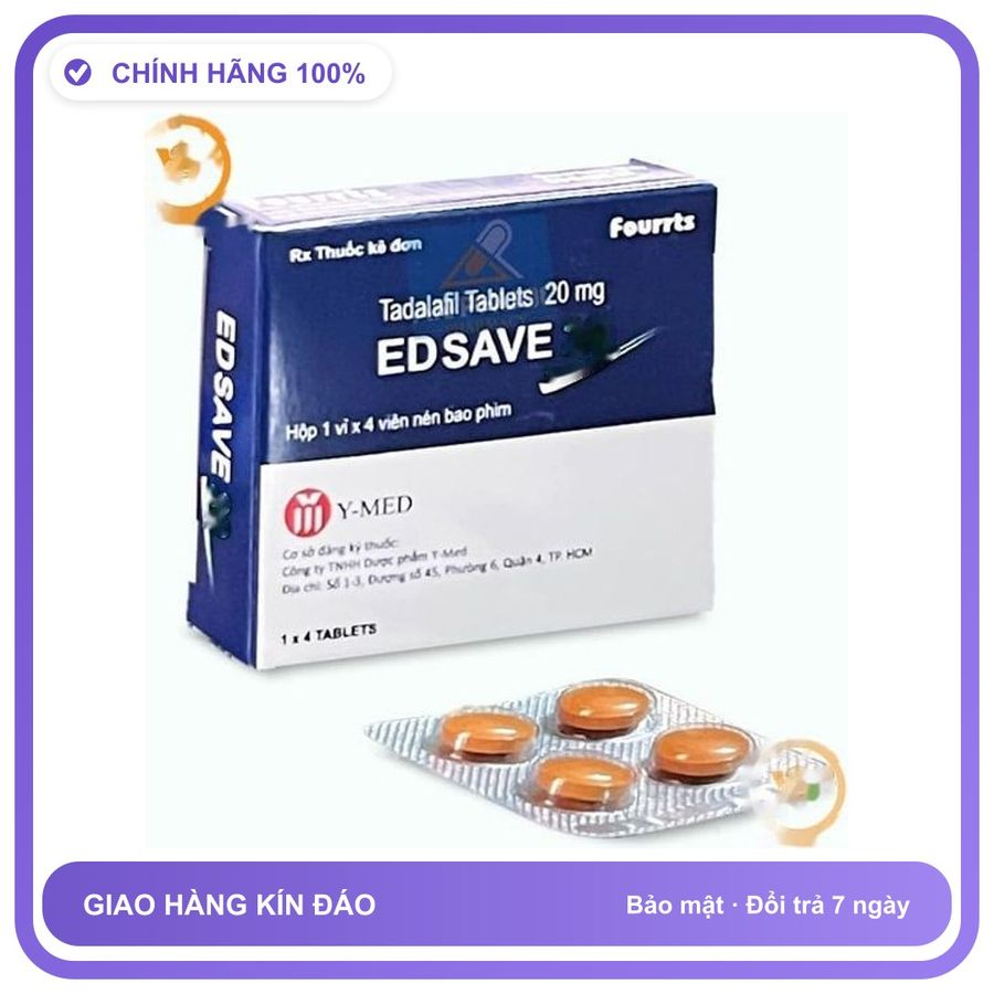 Viên uống hỗ trợ tăng cường sinh lý nam giới Edsave 20 Vỉ 4 Viên - Sung Mãn Bền Bỉ Kéo Dài Chính Hãng An Toàn Tiện Lợi Giao Nhanh Toàn Quốc Mẫu Mới