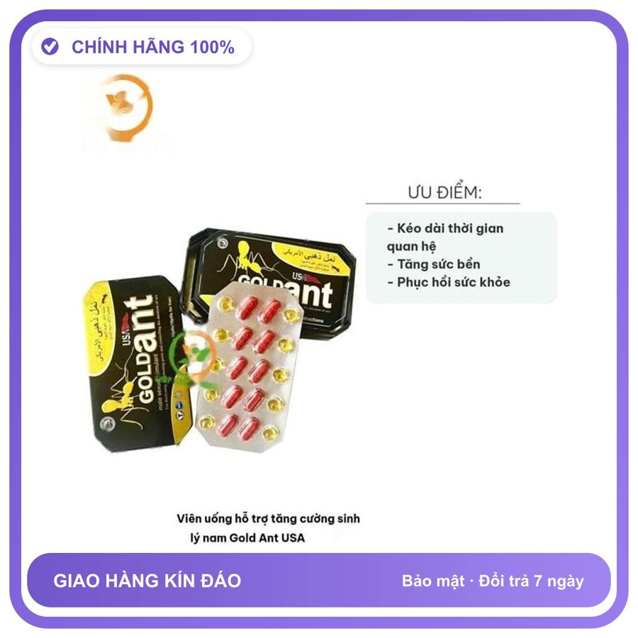 Viên uống hỗ trợ tăng cường sinh lý nam giới GOLD Ant USA dạng viên Hộp 20 Viên Chính Hãng An Toàn Tiện Lợi Giao Nhanh Toàn Quốc Cao Cấp