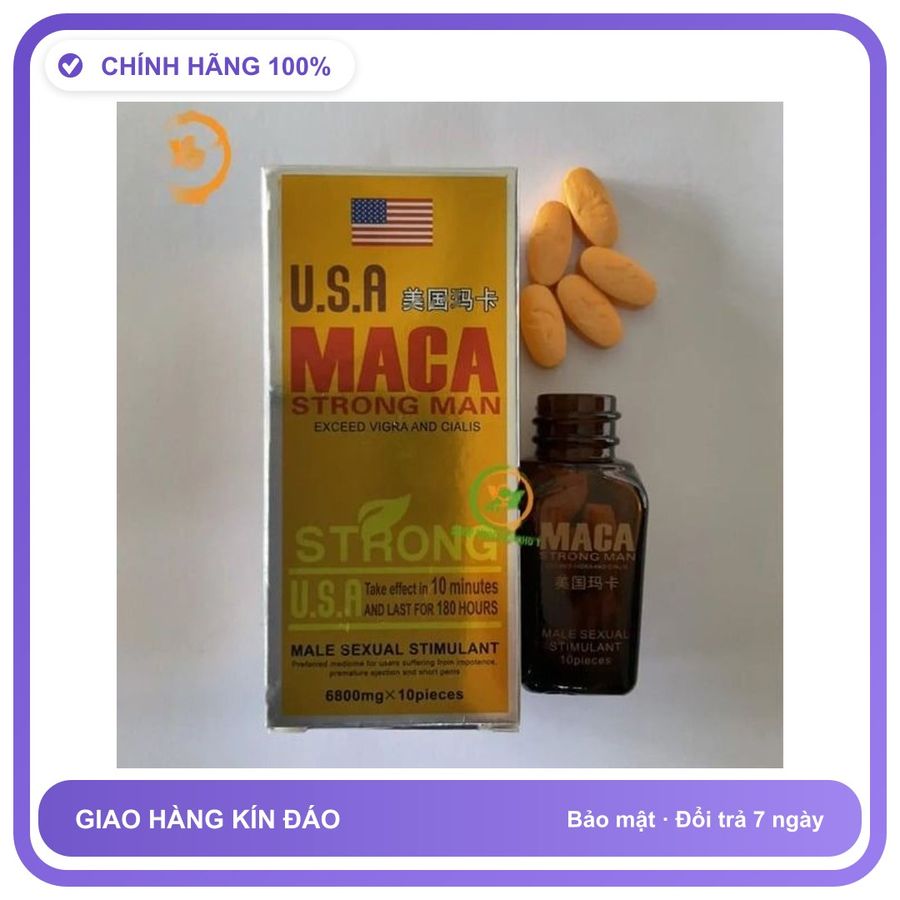 Sản phẩm hỗ trợ tăng sinh lý dạng viên Maca Strong Man Dành Cho Nam - Tăng Ham Muốn Thăng Hoa Hàng Nhập Khẩu