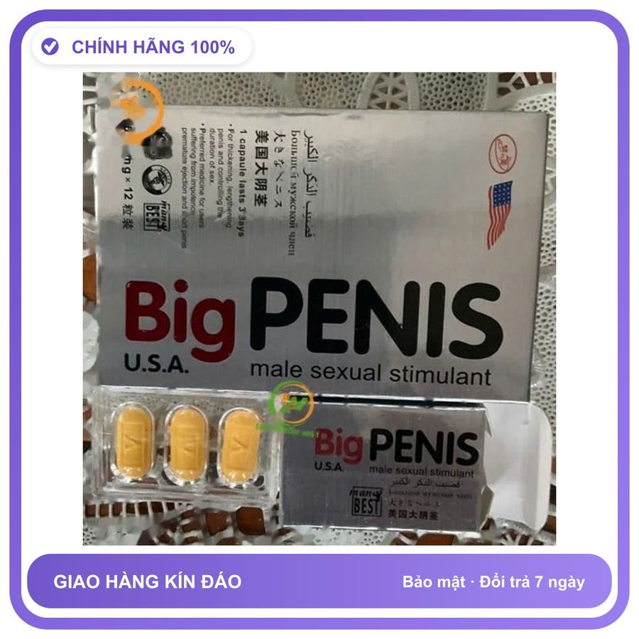Sản phẩm hỗ trợ tăng sinh lý dạng viên Big Penis hộp 12 viên Hộp 12 Viên Dành Cho Nam Chính Hãng An Toàn Tiện Lợi Giao Nhanh Toàn Quốc Bản Tiêu Chuẩn