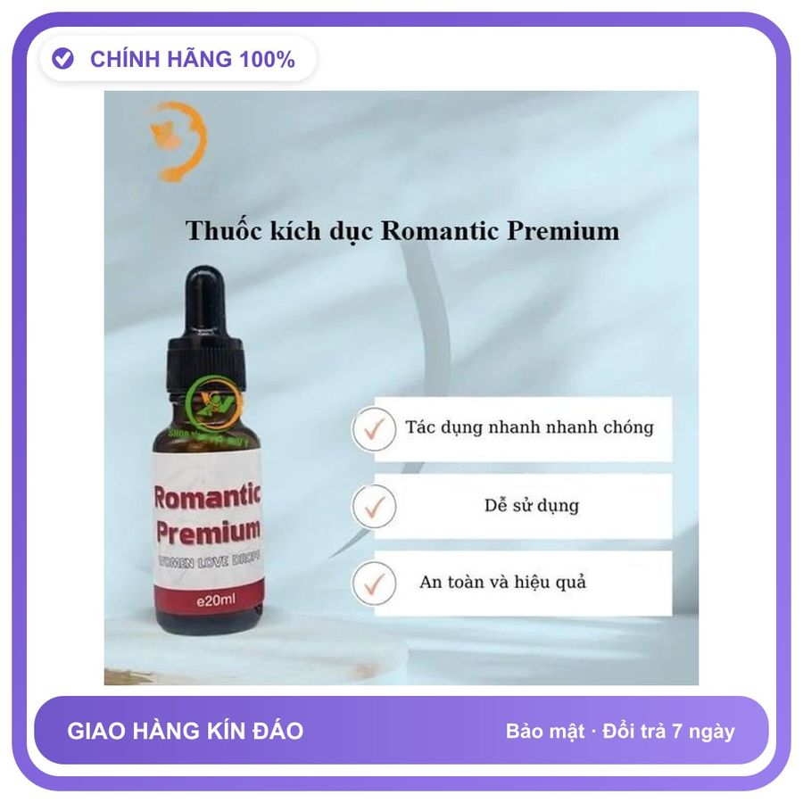 Sản phẩm hỗ trợ tăng sinh lý dạng nước Romantic Premium 20ml Dành Cho Nữ - Tăng Ham Muốn Thăng Hoa Bản Tiêu Chuẩn