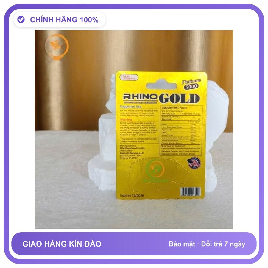 Viên uống hỗ trợ tăng cường sinh lý nam giới Thảo dược cường dương cho nam Rhino Gold USA Vỉ 1 Viên Mẫu Mới