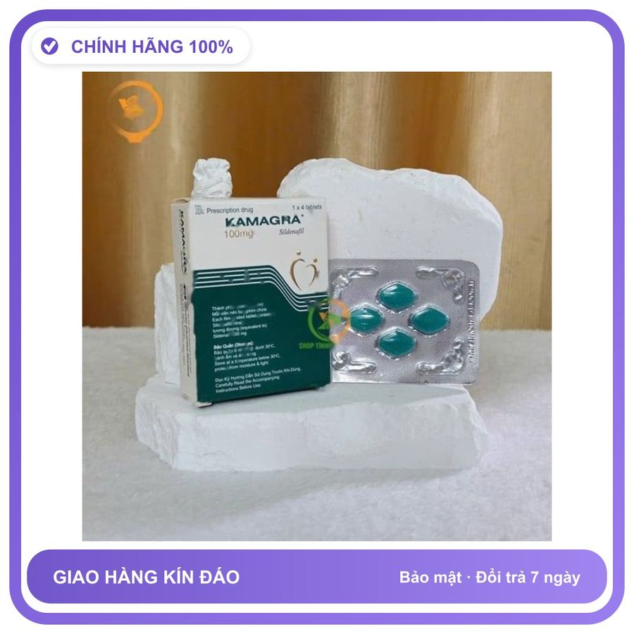 Viên uống hỗ trợ tăng cường sinh lý nam giới tăng cường sinh lý nam KAMAGRA 100mg dạng viên Vỉ 4 Viên Hàng Nhập Khẩu
