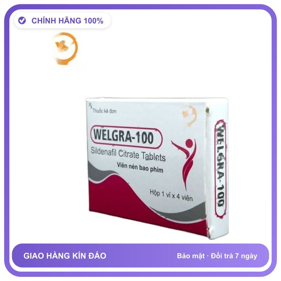 Viên uống hỗ trợ tăng cường sinh lý nam giới tăng cường sinh lý nam Welgra-100 hộp 4 viên Chính Hãng An Toàn Tiện Lợi Giao Nhanh Toàn Quốc Mẫu Mới