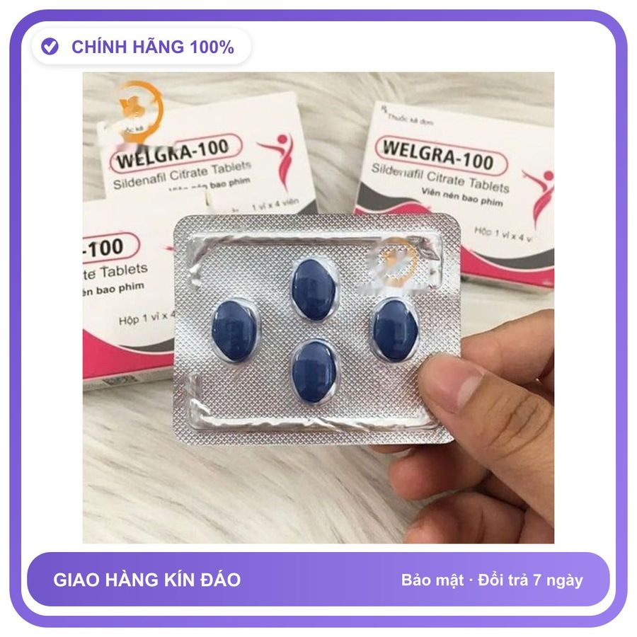 Viên uống hỗ trợ tăng cường sinh lý nam giới tăng cường sinh lý nam Welgra-100 hộp 4 viên Bản Tiêu Chuẩn