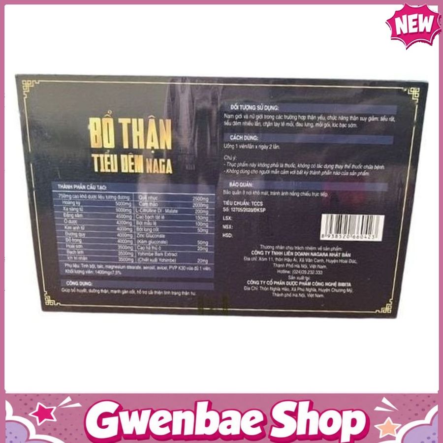 Bổ Thận Tiêu Đêm Naga Viên Uống Hỗ Trợ Bổ Thận Tráng Dương Gwenshop Chính Hãng Mẫu Mới