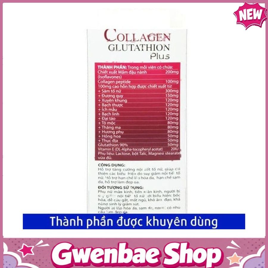 Collagen Glutathion Plus Gwenshop Chính Hãng Mẫu Mới