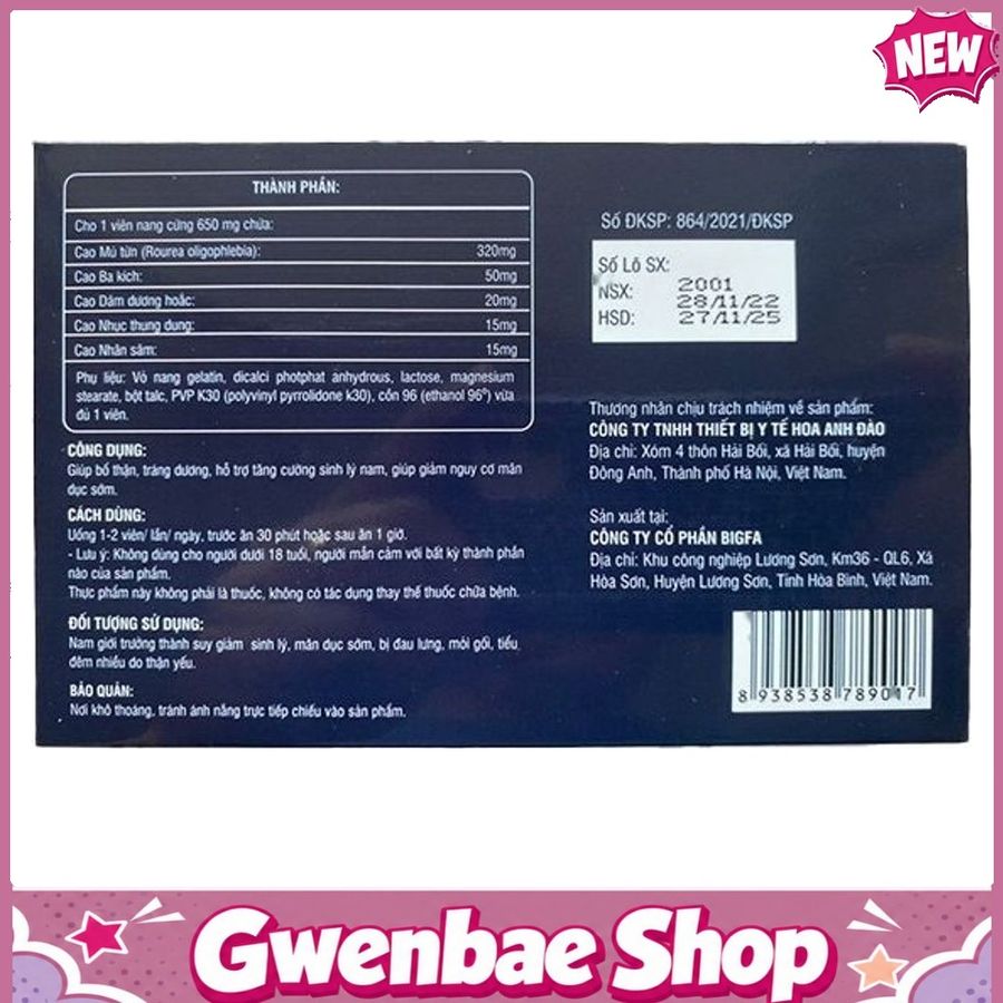 Great Men - Hỗ Trợ Tăng Cường Sinh Lý Nam Giới (Hộp 10 Viên) Gwenshop Chính Hãng Hàng Nhập Khẩu