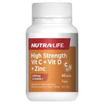 Viên uống hỗ trợ tăng đề kháng NutraLife High Strength Vit C + Vit D + Zinc